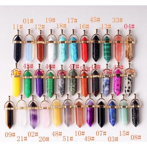 100pcs/lot Gold Zinc Alloy Assorted Pendants For Jewelry Making Natural Stone Necklace Pendant Pillar Bullet Pendulum Amulet