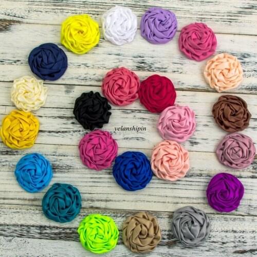 120pcs/lot 3.2"15 Colors Hair Clips Hot Sale High Quality Fabric Soft Silk Rosette Satin Flower For Hair Accessories Supplies