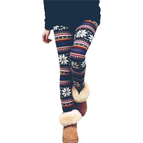 2018 Vintage Women Pants Winter Warm Pencil Tights Female Elastic Bottom pattern Trousers Plus Size XXL Womens Fashion Pants