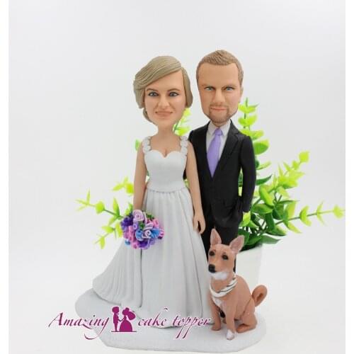 2019 AMAZING CAKE TOPPER Elegant and charming wedding dress pet dog Toys Custom Polymer Clay Figure From Pictures