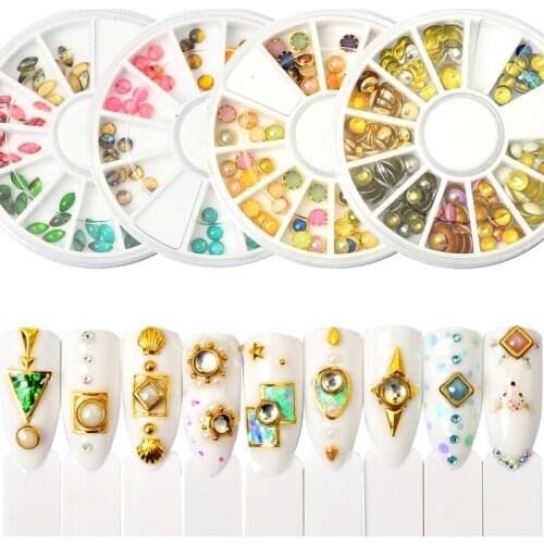 YZWLE 29 Patterns Colorful Nail Rhinestone Studs Chameleon Round Flat Bottom For Manicure DIY Tips Nail Art Decoration in Wheel