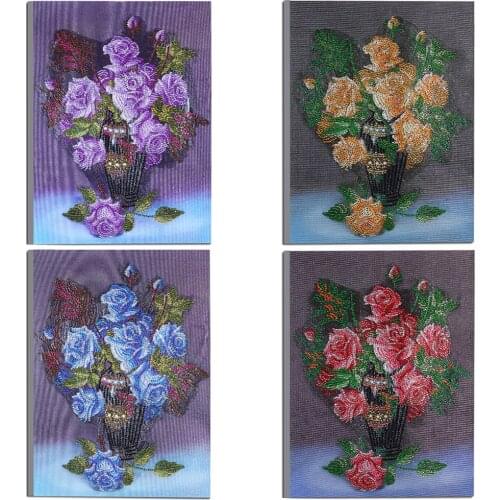 5D DIY Art Diamond Painting Bright Flower Pot Pattern Diamond Mosaic Full Embroidery Cross Stitch Home Decoration Gift