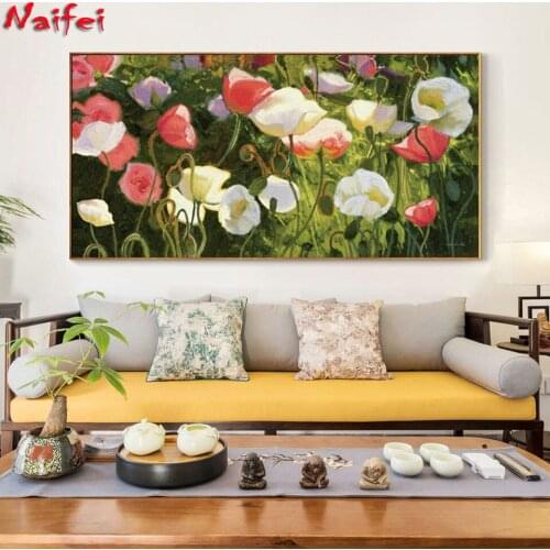 Full Square Round Drill 5D DIY Diamond Painting Colorful Poppy Flower Embroidery Cross Stitch Mosaic Diamond Art