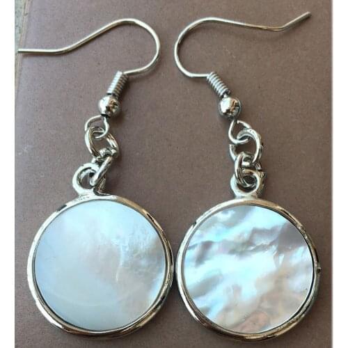 Free Shipping Women Fashion Jewelry Mother of pearl Shell Round Dangle Earrings 1 pair C9706
