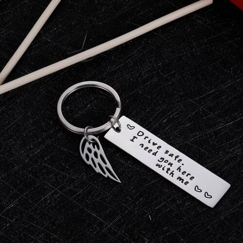 Key chain Keyring Engraved Drive Safe I Need You Here with Me for Lover Women Men Valentine Gifts Keychain