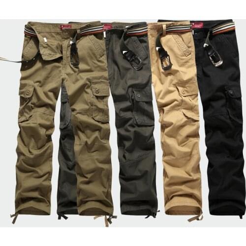 COLDKER modis men cargo pants streetwear pure color plus size mens cloth casual pants male joggers with pocket