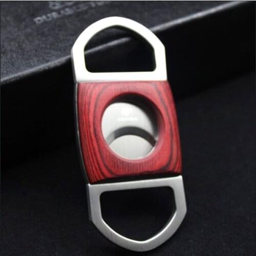 COHIBA Double Blades Stainless Steel Rosewood Smoking Cigarette Cigar Cutter Pocket Gadget Zigarre Knife Guillotine 359UA