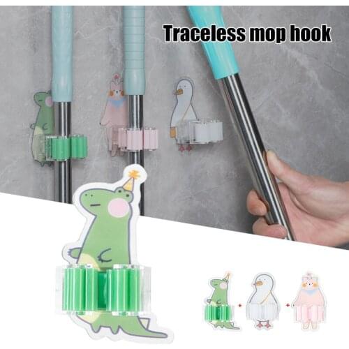 Mop Brush Holder Rack Wall Mount Storage Hook Nail-free Mop Rack Multifunctional Storage Mop Broom Hook JDH88