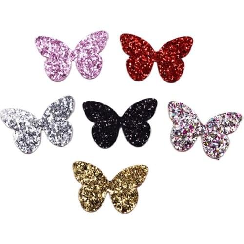 30pcs/lot 5x3.5cm Mixed Padded Shiny/Glittered Butterfly Shape Appliques For Kid DIY Patch And Baby Headwere Accessorie