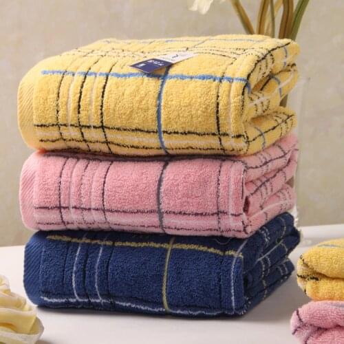 Hot Sale 130*63cm Plaid Bath Towels 100% Cotton Face Towel Cotton Fiber Natural Eco-friendly Embroidered Bath Towel Hand Towel