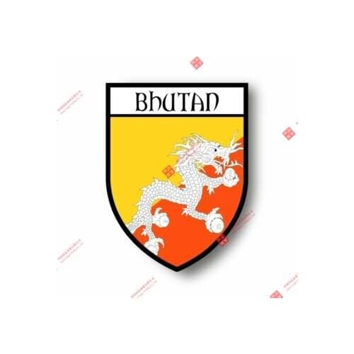 Personality Stickers Decal Souvenir Vinyl Car Shield City Flag World Crest Bhutan Car Decal Decoration Laptop