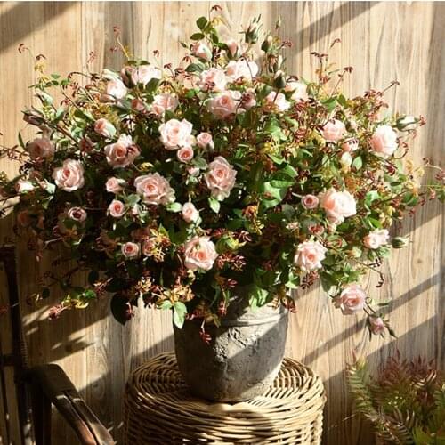 65cm Artificial Flowers silk Rose Bouquets 5 heads Fake flower Simulation Flannel Flowers Home Party Wedding Decoration