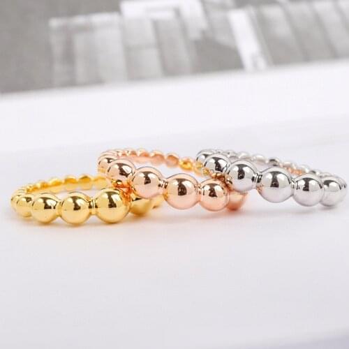 Top Hot Brand Pure 925 Sterling Silver Jewelry For Women Thin Beads Rings Wedding Pearls Design Top Engagement Geometric Rings
