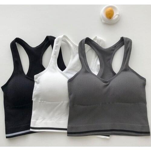 Korean Women Sexy Tank Tops Sports Fitness Short Style Seamless Lingerie Summer Casual Backless Slim Vest Crop Top Female