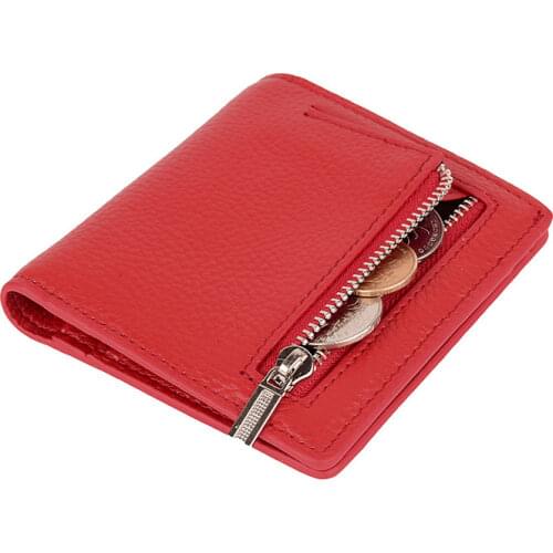 Fashion Mini Wallet Women Genuine Leather Wallets Female Hasp Zipper Design Coin Purse ID Card Holder Slim Wallet Lady Coin Bag