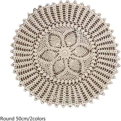 Handmade lace cotton table place mat pad cloth crochet round doily drink placemat pan cup coaster mug dining kitchen tableware
