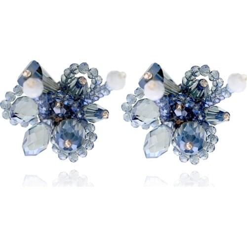 HAHA&TOTO Trendy Colorful Handmade Beaded Flower Stud Earrings for Girls Women Cheaper Fashion Crystal Earrings Bijoux Brincos
