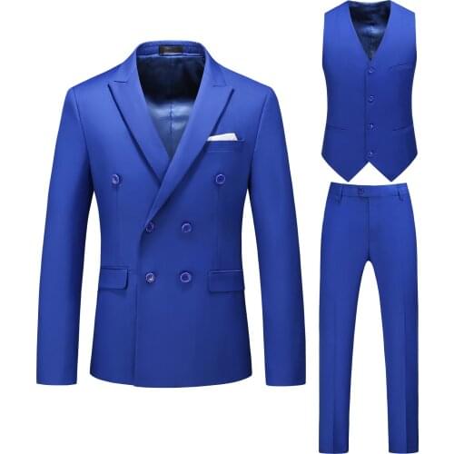Mens Suits 3 Piece Royal Blue Wedding Blazer 2021 Mens Three-piece Fashion Large Size 6XL Men Party Dress Man Wedding Suit