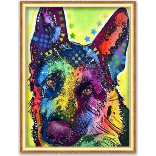 Animal German Shepherd DIY Embroidery Cross Stitch 11CT Kits Craft Needlework Set Cotton Thread Printed Canvas Home Decoration