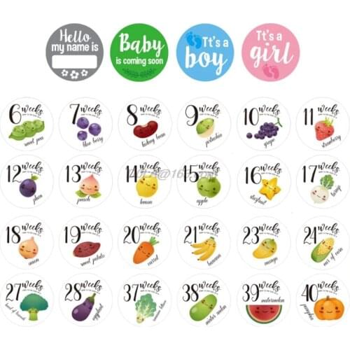 28 Pcs Pregnancy Weekly Belly Growth Stickers Maternity Week Sticker - Pregnant Expecting Photo Prop Keepsake