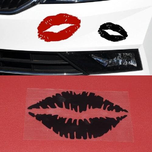 JEAZEA New Black White Sexy Lips Kiss Car Bumper Stickers Decals Styling Decoration Door Body Window Vinyl Sticker Accessories