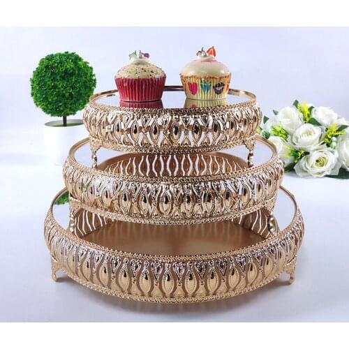 NEW Gold Silver Electroplate Metal Cake Stand Set Display Wedding Birthday Party Dessert Cupcake Plate Rack