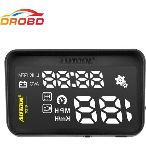 Original AUTOOL X210 Universal Car HUD head up display car speedometer Overspeed MPH/KM/h Alarm Speedometer 0-200Km