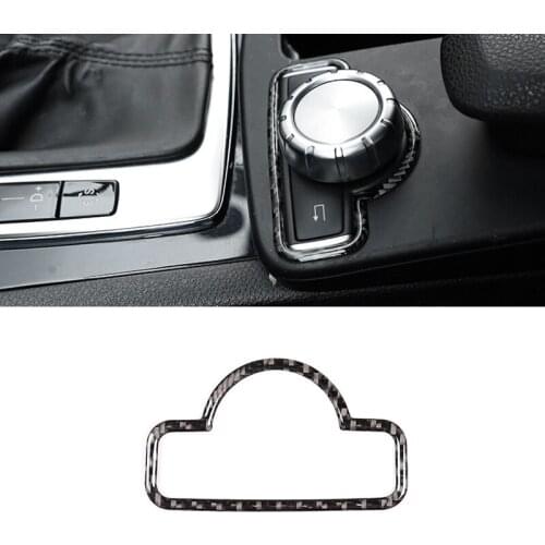 For Mercedes Benz C Class W204 2007 2008 2009- 2013 Car Carbon Fiber Center Gear Shift Panel Multimedia Control Frame Cover Trim