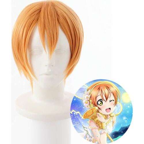 Game LoveLive Hoshizora Rin Cosplay costume hairwear cosplay wigs+wig cap