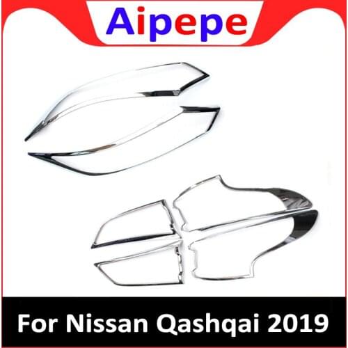 New For Nissan Qashqai 2019 Head Headlights Rear Light Cover Tail lights Lamp Frame Trims ABS Chrome Car Molding Accessories