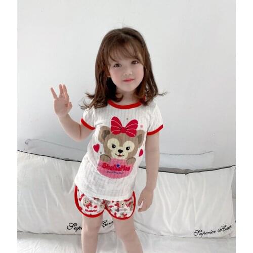 Disney ShellieMay StellaLou Donald Duck Anime Pajama Sets Sleepwear Cartoon Children Clothing Casual Summer