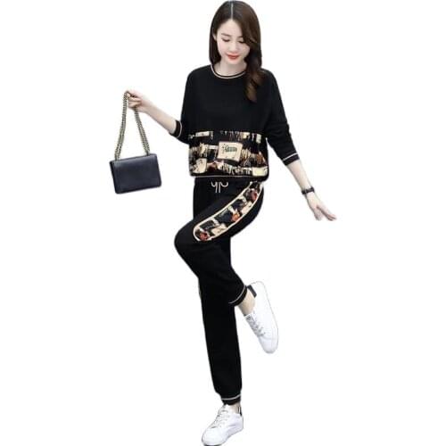 Casual Fashion Sports Suit 2021 Spring And Autumn New Printed Tracksuit Women Plus Size Womens Wear Two-piece Suit TYJTJY