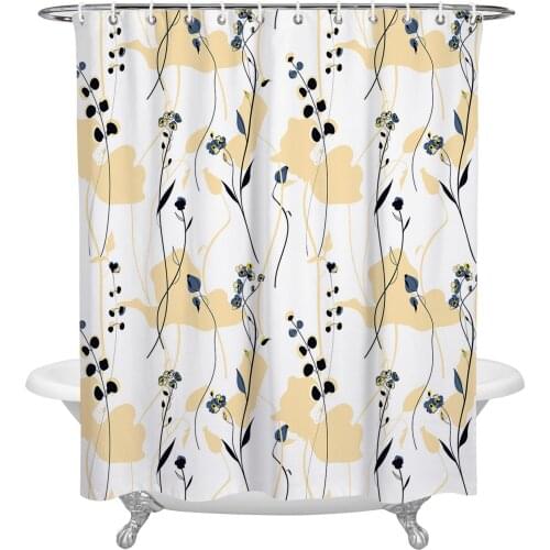 Spring Branches Flowers Texture Shower Curtain Home Bath Decorative Waterproof Polyester Fabric Bathroom Curtain