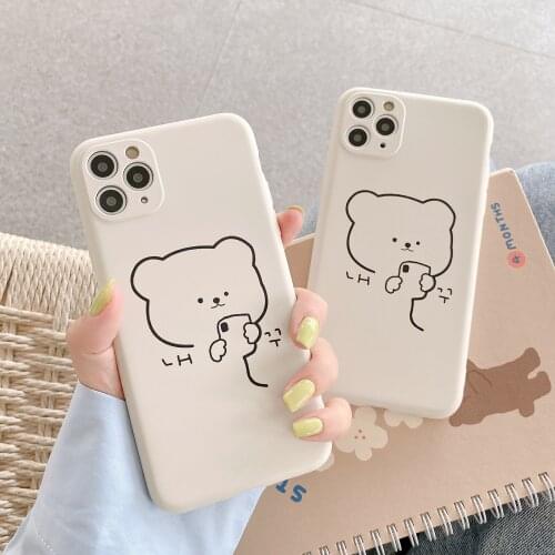 Cute Bear Case for iPhone 11 12 XR/XS 7/8 Cartoon Pattern Mobile phone Case New Silicone Case Soft Shell for iPhone 7 8 Plus