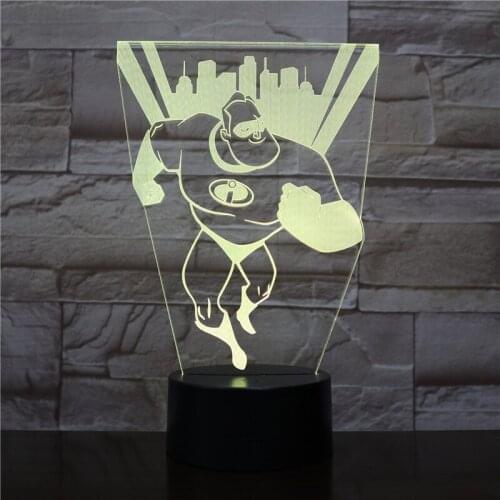 3d Led Night Light Lamp Movie Mr Incredible Bob Parr Figure Office Room Decor Boy Child Kid Baby Nightlight Gift Bedroom 3d Lamp