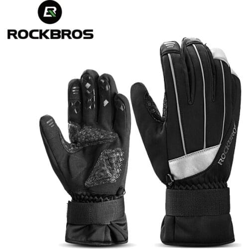 ROCKBROS Bicycle Winter Waterproof Touch Screen Bike Gloves Anti-slip Warm Cycling Gloves For Skiing Snowboard Men Women