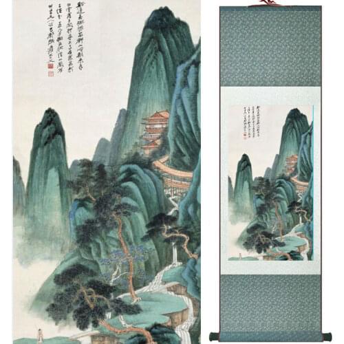 Zhangdaqian Mountain and River painting Chinese scroll painting landscape art painting home decoration painting0402011