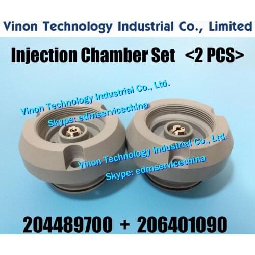 2PCS) 204489700+206401090 edm Injection Chamber Set Upper&Lower for ROBOFIL 1020,2020 SERIES 204.489.700, 206.401.090, 640.109
