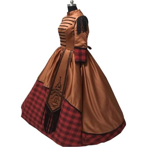 2020 New brown victorian Halloween Cosplay dress Colonial Georgian Renaissance Gothic Historical dress D-548