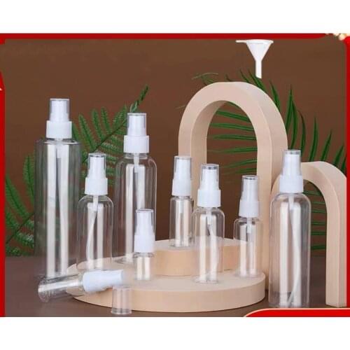 30pcs Refillable 10ml 30ml 50ml 60ml 80ml 100ml Clear PET Plastic Portable Spray Bottle Empty Perfume Container Jars