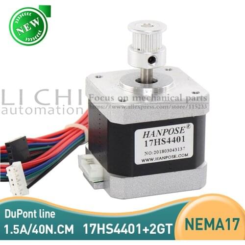 42 motor 1.7A 40N.CM 4-lead 17HS4401 with 1pcs 20tooth Aluminum Parts 2GT Synchronous Wheel for 3D printer Nema17 Stepper Motor