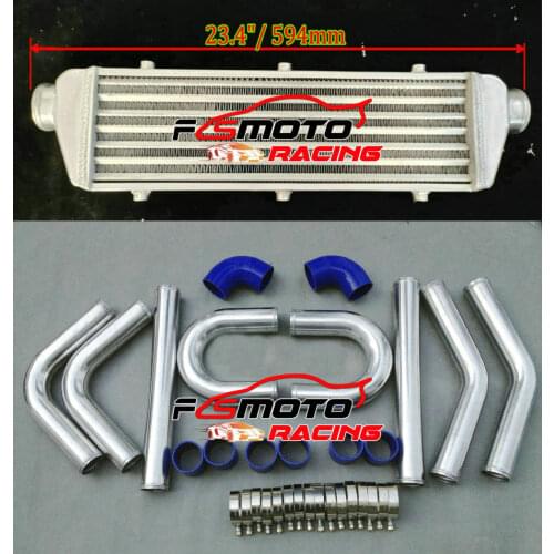 450x140x50mm Aluminum Exchanger Intercooler + 2.25" 57mm In/Outlet Turbo pipe 8 pcs + Black/BLue Sose
