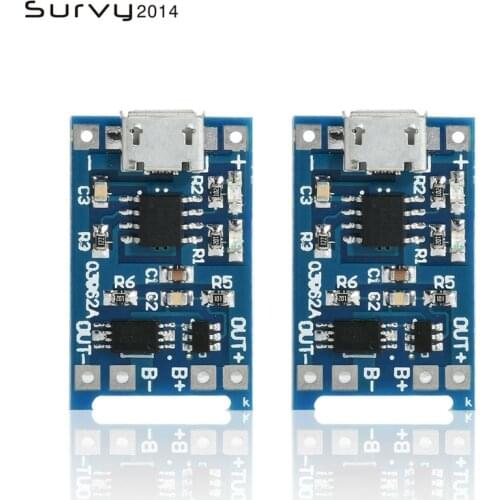 5PCS Micro USB 5V 1A 18650 TP4056 Lithium Battery Charger Module Charging Board With Protection Dual Functions