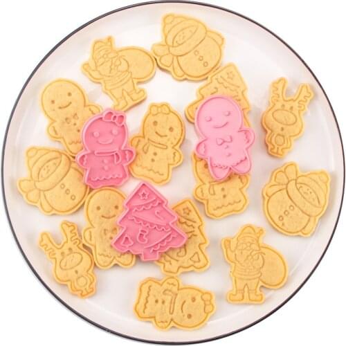 6Pcs/set Christmas Cookie Cutter Cartoon Shape Fondant Cookie Molds DIY Christmas Tree Decorating Baking Cooking Tools