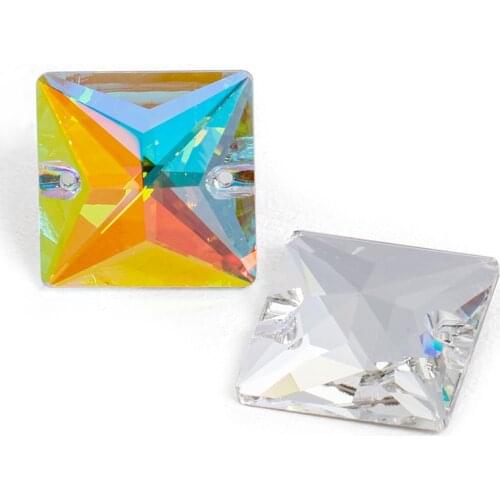 Astrobox New Square Gem Sew on Rhinestones Glass Crystal Stones Decoration Appliques For DIY Jewelry Making Dress Accessories