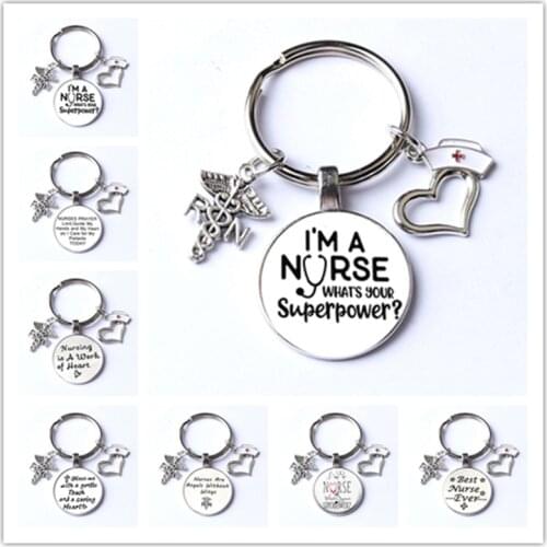 I'm a Nurse Pendant Keychain Hospital Nurse Day Keyring Gift Women Bag Charm Key Ring Holder Jewelry