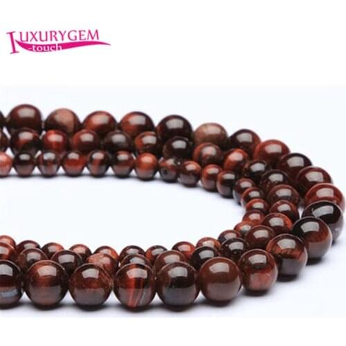 High Quality Natural Red Tiger Eye Stone Smooth Round Loose Spacer Beads 4/6/8/10/12/14/16/18mm Jewelry Accessories 38cm sk94