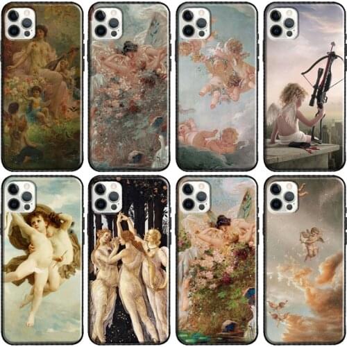 Renaissance Angel Cupid Art Paint Phone Case For Apple iPhone 11 Pro Max 12 mini X XR XS Max 8 7 Plus SE 2020 Cover Shell