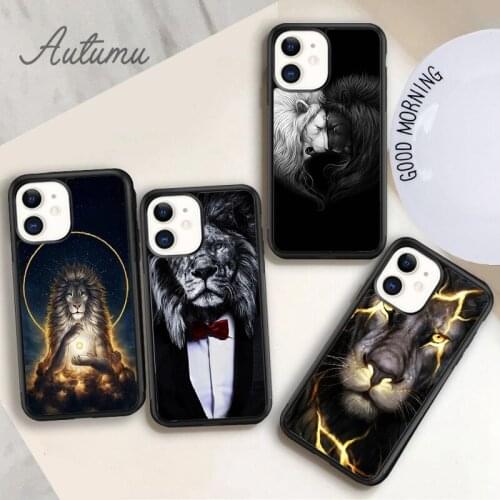 Mighty animal lion Phone Case for iPhone 11 12 Pro Max mini X XR XS SE 2020 5 6S 7 8 Plus Samsung Galaxy S8 S9 S10 Cover shell