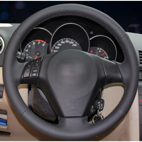 Black Artificial Leather Car Steering Wheel Cover for Mazda 3 Mazda 5 Mazda 6 2003 2004 2005 2006 2007 2008 2009